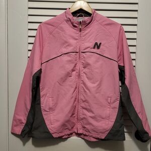 New Balance Women's Jacket Large Pink & Gray Windbreaker Like-New